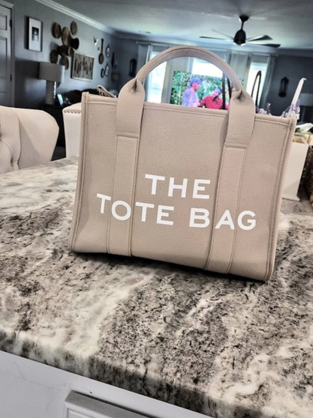 Leather Small Tote Bag Beige